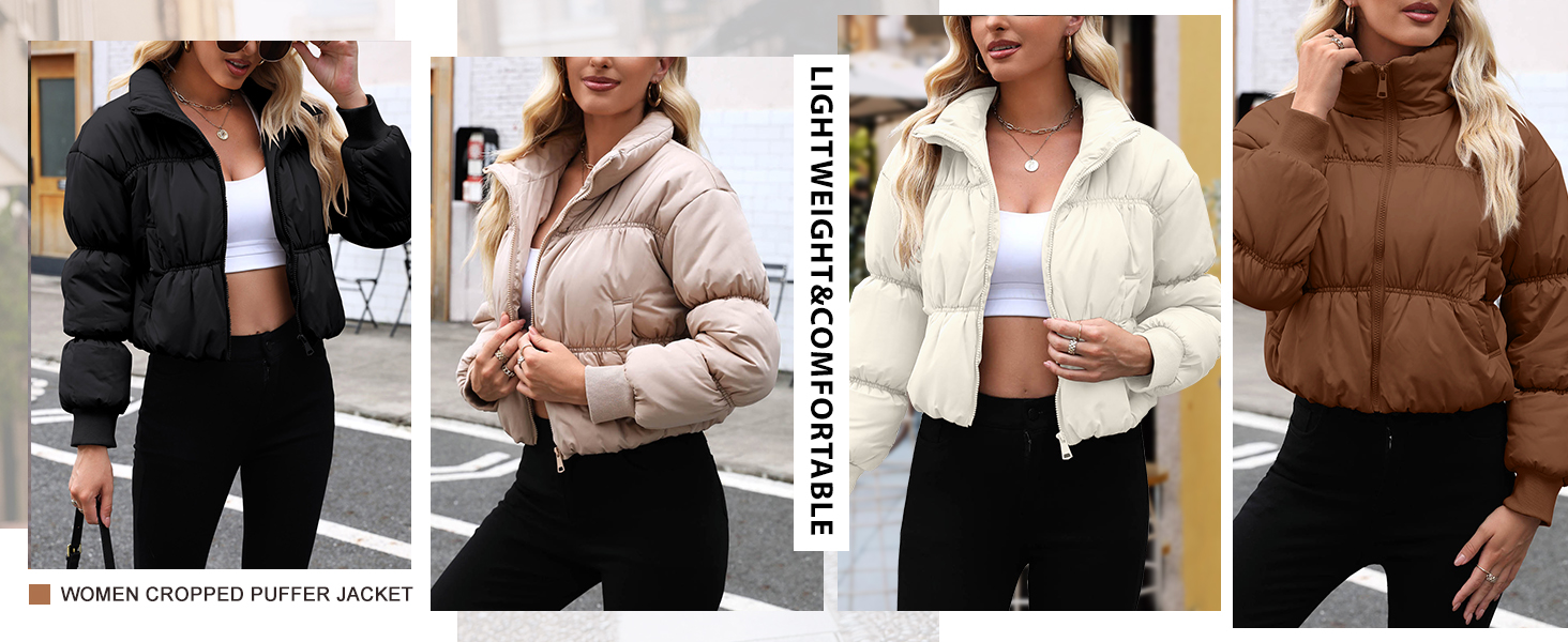 Womens Crop Puffer Jackets
