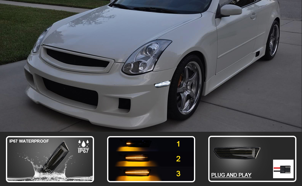 Aexploer Side Marker Lights LED Compatible with G35 2D