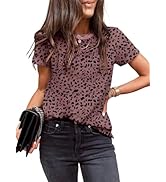 EVALESS Womens Casual Polka Dot Tops Crewneck Short Sleeve T Shirts Fashion Outfits 2025 Spring S...