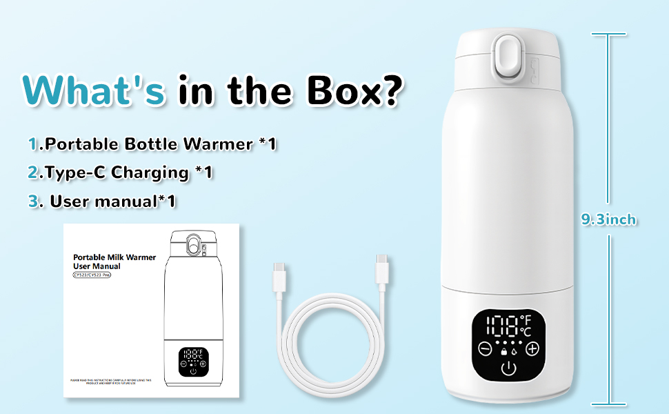 Portable Milk Warmer for Travel, Formula Container to Go 17oz Baby Bottle Warmer with Fast Heating