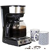 Total Chef 12-Cup Programmable Coffee Maker, Stainless Steel Drip Coffee Machine with Glass Caraf...