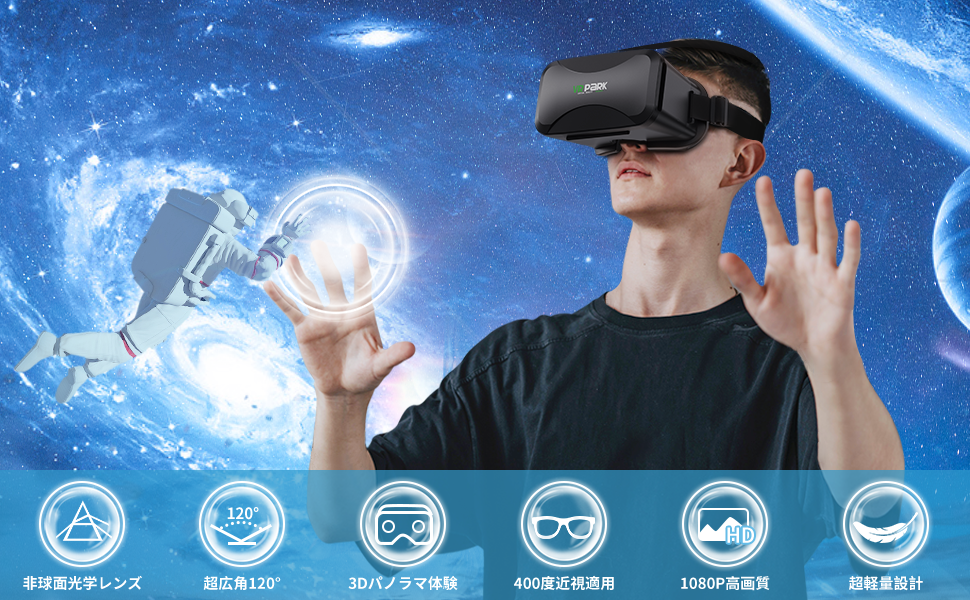 VRゴーグル スマホ用 超広角120°視野角 3D体験 1080P HD 非球面 binoa VRゴーグル スマホ用 超広角120°視野角 3D体験 1080P HD