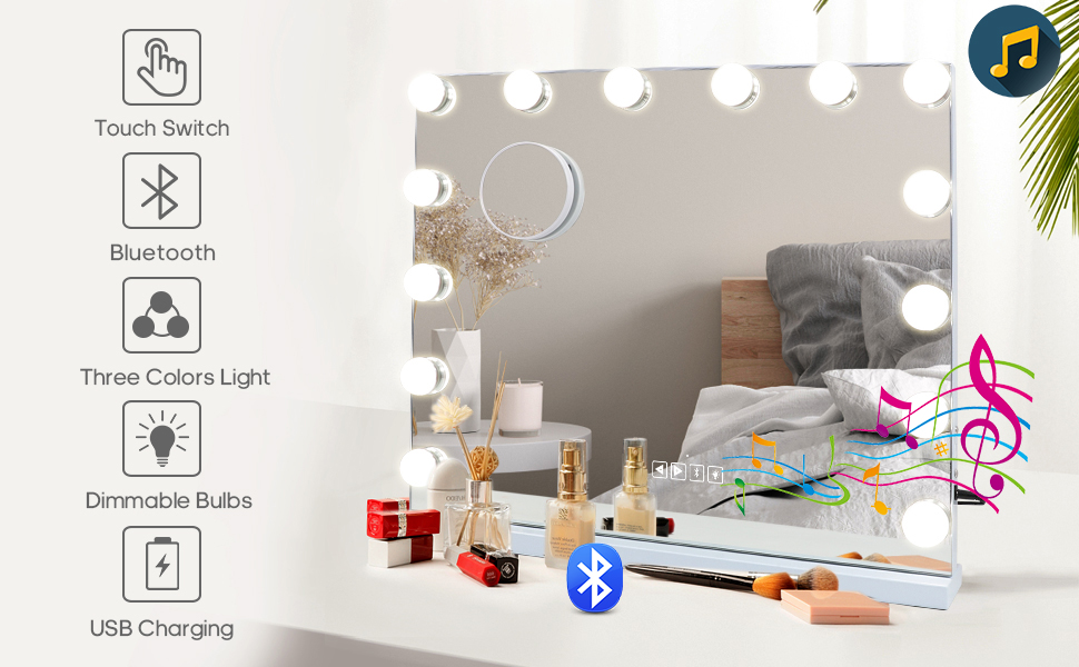 Fenair Hollywood Vanity Mirror with Lights with Bluetooth