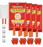 ROLOWAY Emergency Fire Blanket for Home and Kitchen, Fire Suppression Blanket (40 x 40 Inch) with...