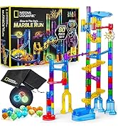 NATIONAL GEOGRAPHIC Glowing Marble Run – 80-Piece Construction Set with 15 Glow-in-The-Dark Glass...