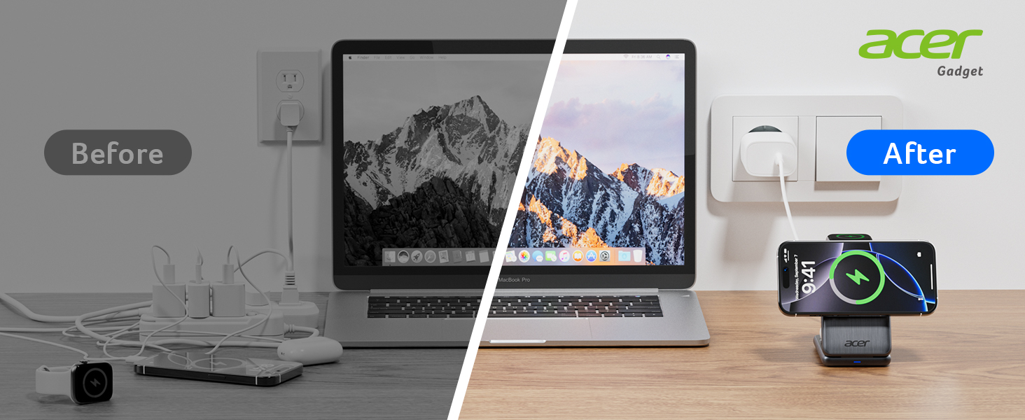 Acer Magnetic Wireless Charger, 3 in 1 Wireless Charging Station