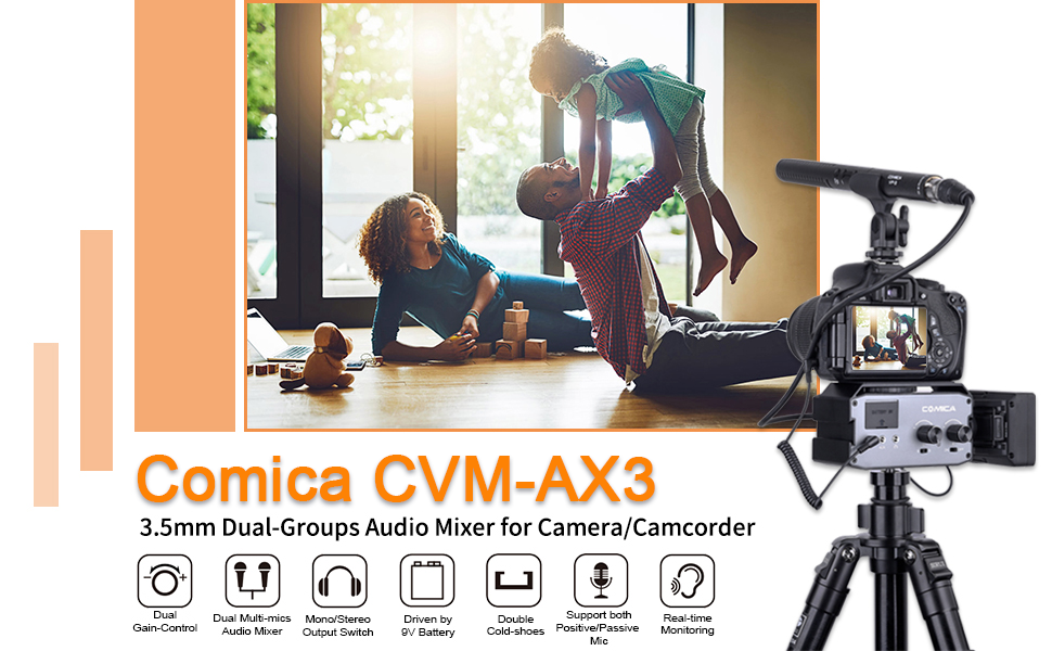 comica XLR Audio Mixer, CVMAX3 Dual XLR/6.35mm/3.5mm