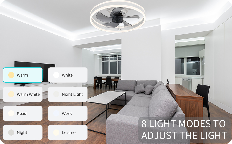 DewShrimp Flush Mount Ceiling Fan with Lights,Bladeless Ceiling Fan