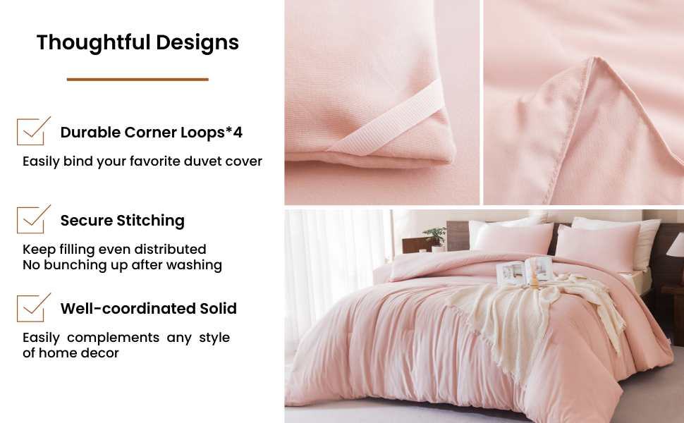 Paxrac Blush Pink Comforter Set King Size, 3 Pieces Light