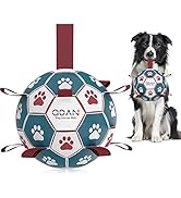 QDAN Premium Dog Balls Toys, Pet Training Soccer Ball with Straps, Puppy Birthday Gifts, Dog Wate...