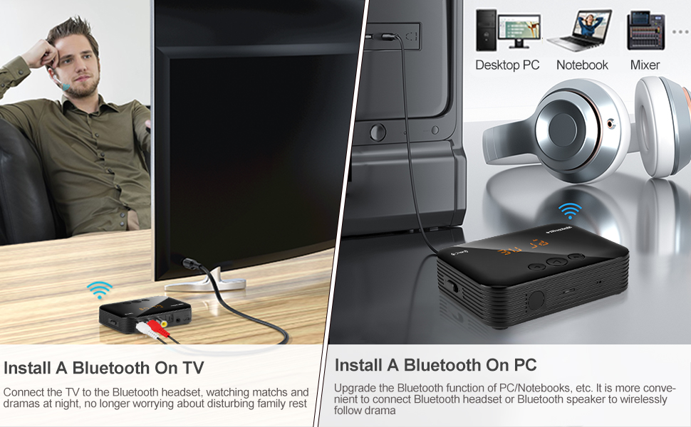 Bluetooth Transmitter Receiver Audio Adapter Wireless Bluetooth