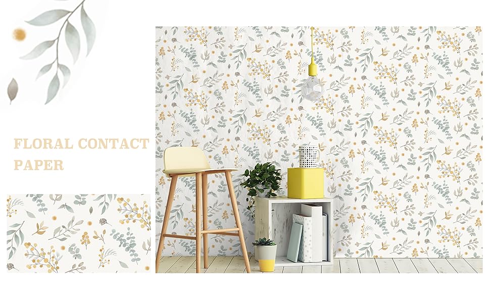 CiCiwind Peel and Stick Wallpaper Floral Wallpaper 39×300cm Green