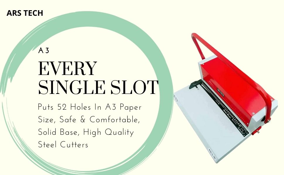 Ars Tech A3 Spiral Binding Machine 1012 Sheets Punch Every Single Slot