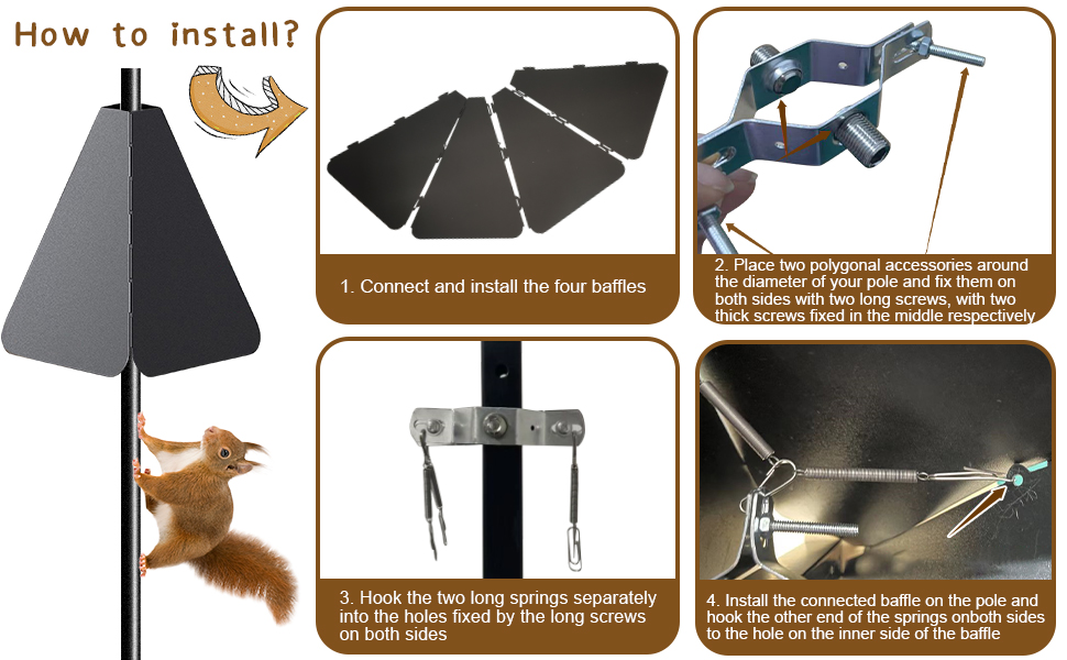 2023 New Squirrel Baffle,Wrap Around Squirrel Guard for Bird Feeder,Baffle for Bird