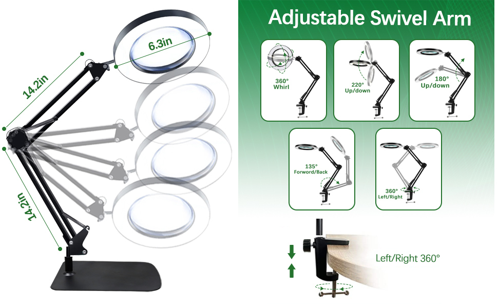 ZABOUL 2IN1 Magnifying Glass with Light and Stand, 10X Remote Control