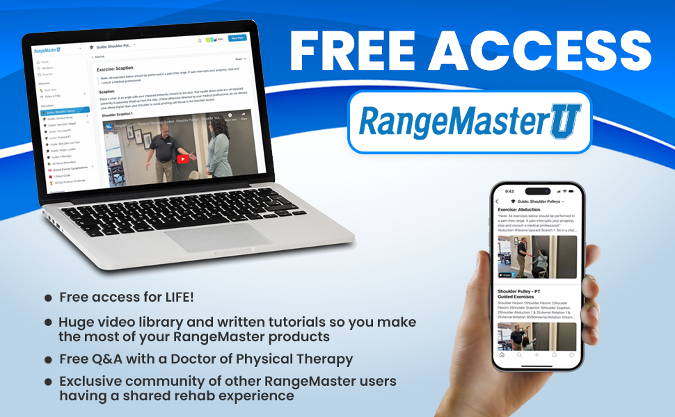 RangeMaster Econo Ranger Shoulder Pulley │ Physical Therapy Exercises │ Aids in Recovery and Rehabilitation │ Increases Mobility │ Wooden Handles for Comfort │ Metal Bracket Door Attachment