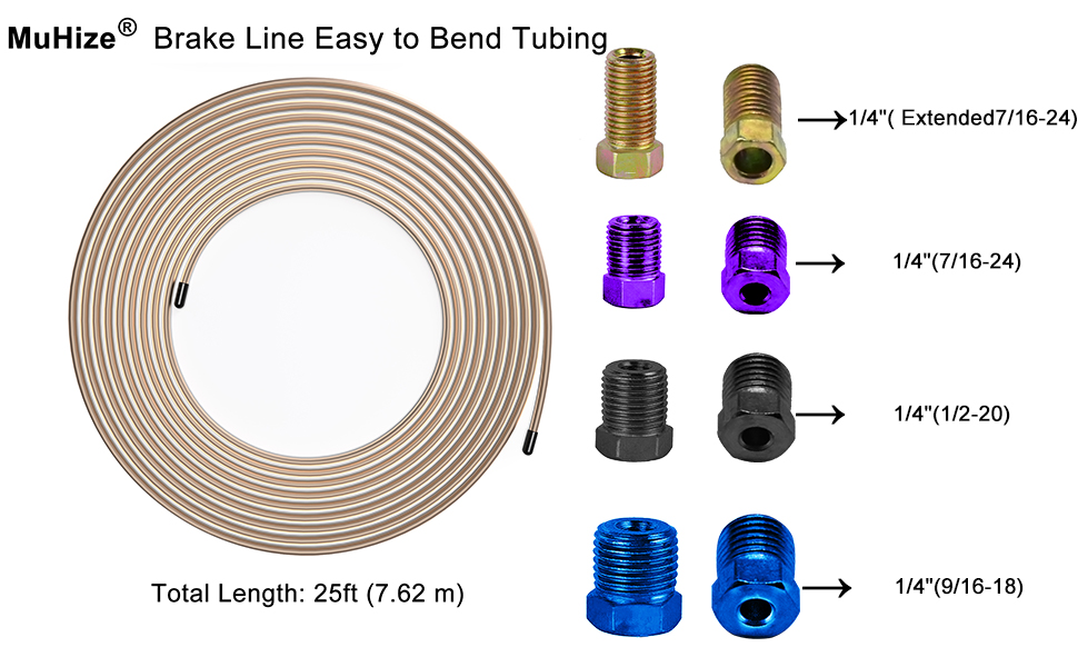 MuHize 1/4 CopperNickel Brake Line Tubing 25 Ft. 1/4