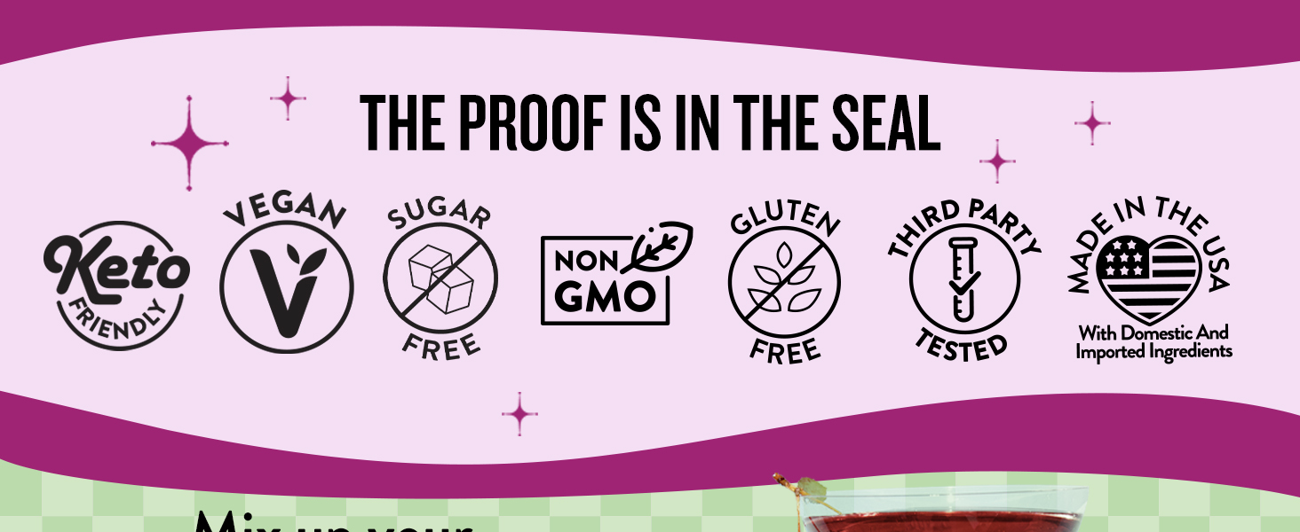 Keto, vegan, sugar free, non gmo, gluten free, third party tested, made in the USA