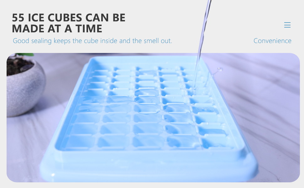 SFL Ice Cube Tray With Lid And Bin,55x3 Pcs Silicone Ice