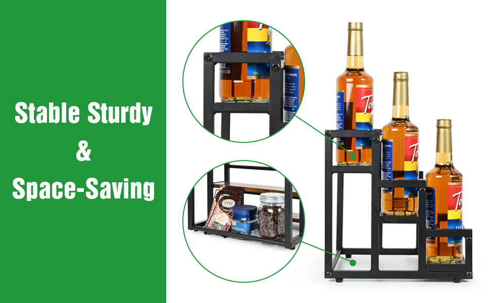 Ollieroo Coffee Syrup Rack Organizer,Syrup Bottle Holder Stand for Coffee Bar,3Tier