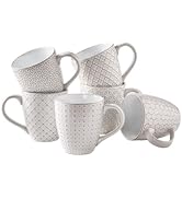 DOWAN Coffee Mugs Set of 6-19 oz Large Mug - Ceramic Embossment Stoneware Tea Cups with Handle fo...