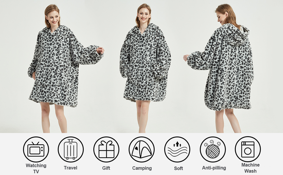 Blanket Hoodie, Oversized Wearable Blanket, One Size Fits All, Soft