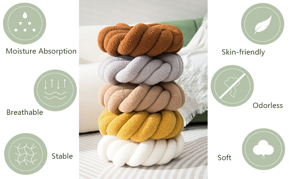 XIAIJIA Knot Pillow Ball Soft Brown Round Throw Pillows Plush Knot Throw Pillow for