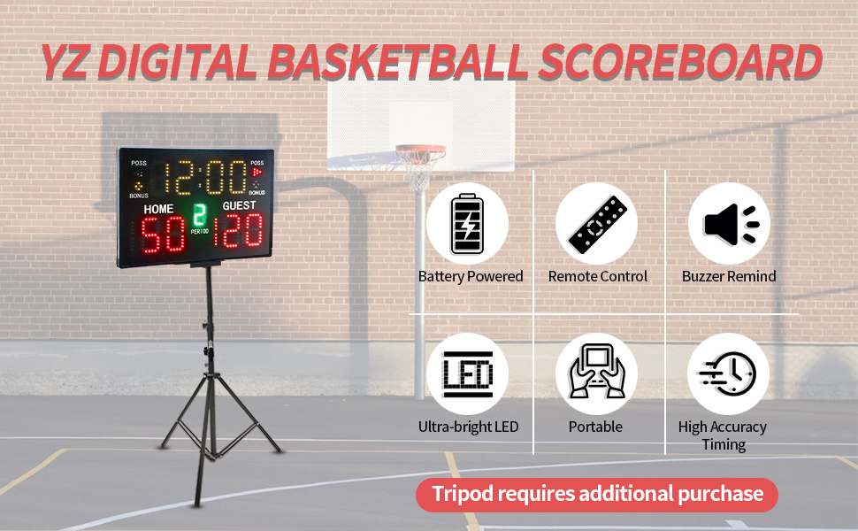 ZY Battery Powered Electronic Basketball Scoreboard with Buzzer