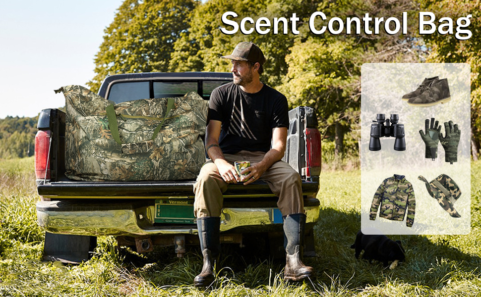 Scent Control Bag, 42 x 26 Inch Extra Large Camouflage Scent Proof Bag Waterproof Smell Proof Bag Hunting Bag Scent Free Bag Scent Blocker Bag for Hunting Clothes Hunting Accessories & Equipment 1