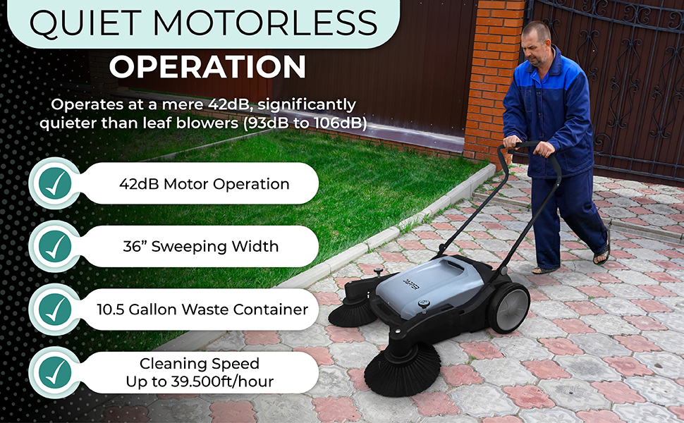 Dapper Supply WalkBehind Outdoor Hand Push Floor Sweeper
