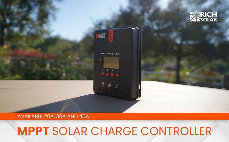 RICH SOLAR 40 Amp 12V/24V DC Input MPPT Solar Charge Controller with LCD Display