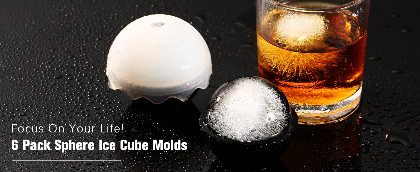 Silicone Whiskey Ice Cube Molds 6 Pack Individul Round