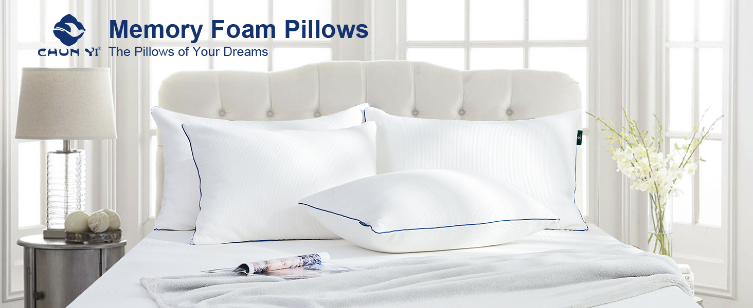 CHUN YI Shredded Memory Foam Pillows King Size Set of 2