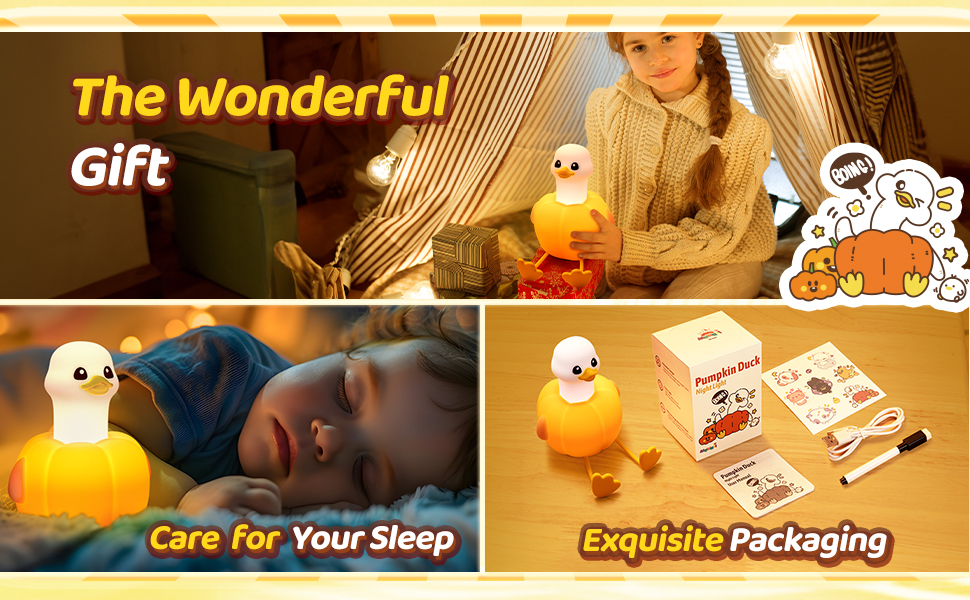 Caaaat Silicone Pumpkin Duck Halloween Night Light with 3