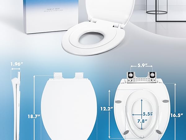 children's elongated closed front toilet seat in white