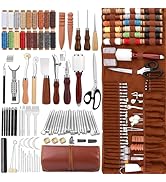 TLKKUE Leather Working Kit, Leather Craft Tools with Custom Storage Bag Leatherworking Tooling Ki...