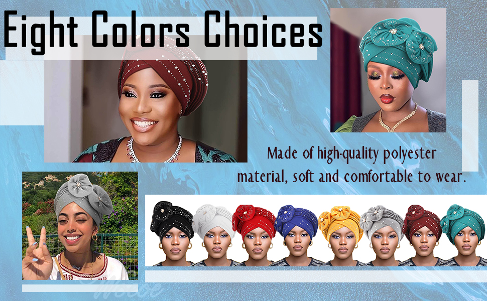 Flower Pearls Twisted Head Turban 