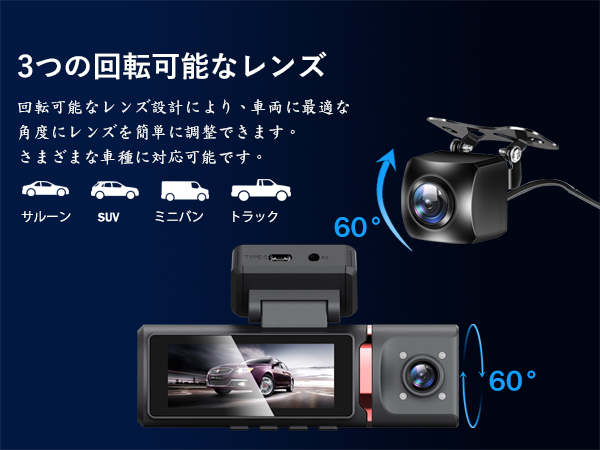 新品 YEEKAATOS ドライブレコーダー 3カメラ GPS WIFI 4K Amazon.co.jp: 【3カメラWiFi搭載ドライブレコーダー】 【4K録画