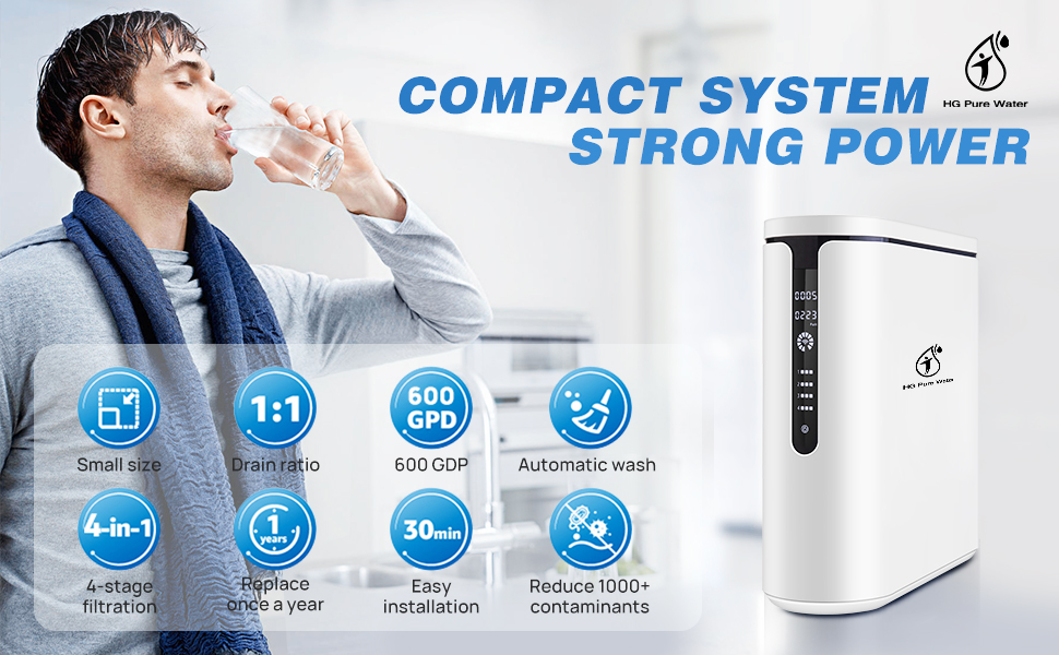 HomeGuards 0.0001μm Ultra-Filtration Under Sink Water Filter System ...