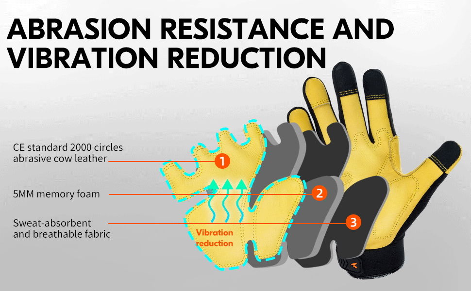 Vgo... 1Pair AntiVibration Safety Work Gloves, Mechanics Gloves