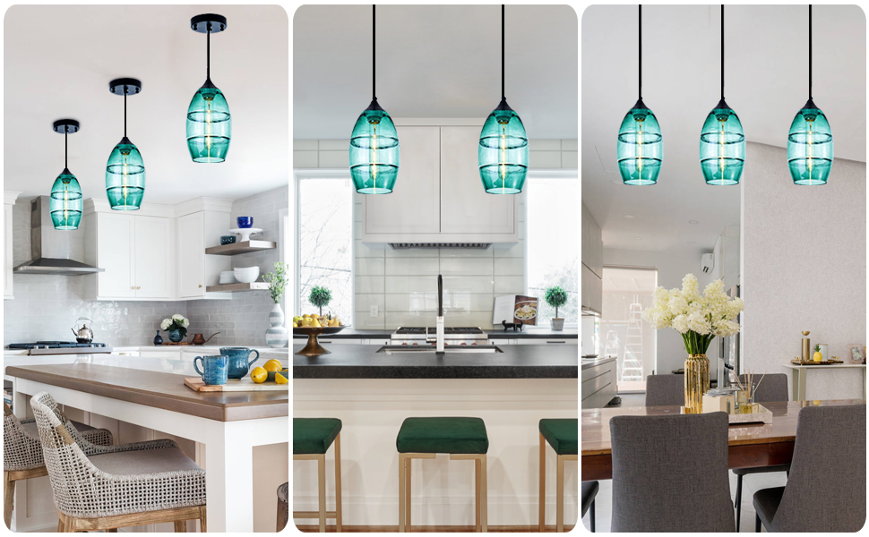 Green Glass Pendant Lights,1Light Mini Glass Oval Shade