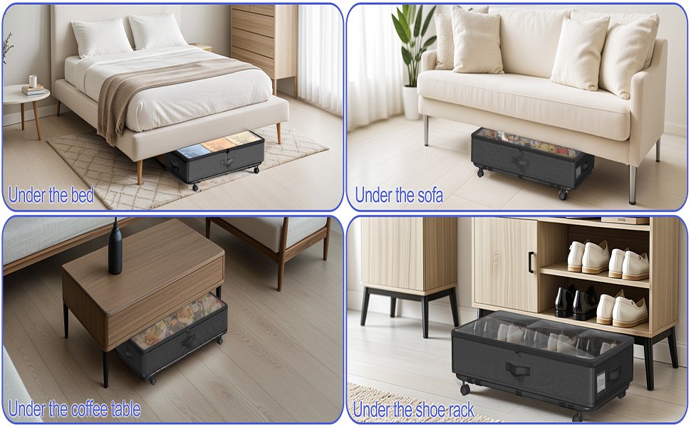 IUI Under Bed Storage with Wheels,50L Capacity Under Bed