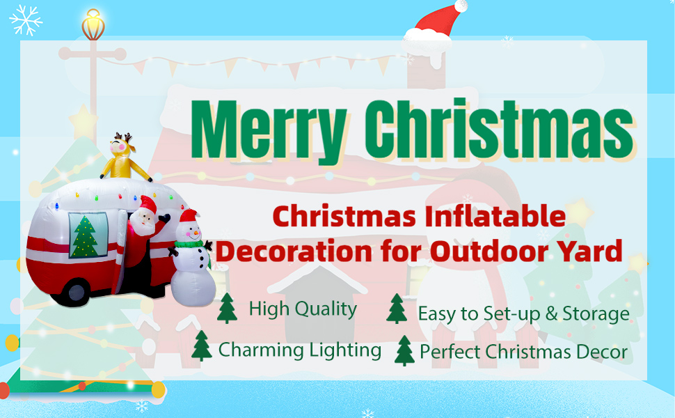 luxfcup 8FT Christmas Inflatable Santa Snowman Camper Inflatables