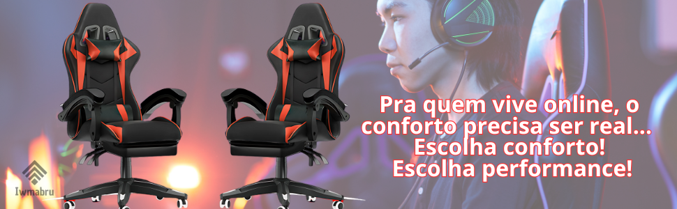 Cadeira Gamer Couro sintético Confortável Design moderno Almofada para cabeça 
