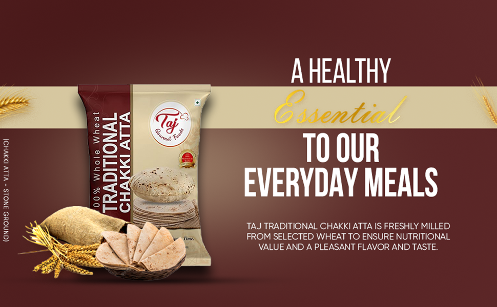 TAJ Chakki Atta, 100 Stone Ground Whole Wheat Flour 10