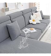 Smiry Waterproof Couch Cushion Covers, Stretch Jacquard Thick Sofa Cushion Covers, Washable Seat ...
