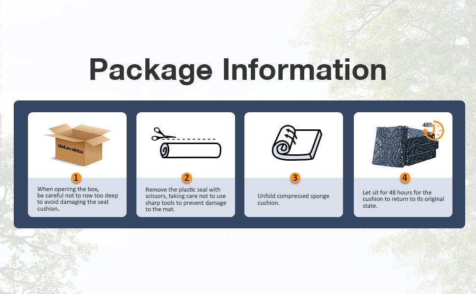 Outdoor cushion package - opening and recovery guide