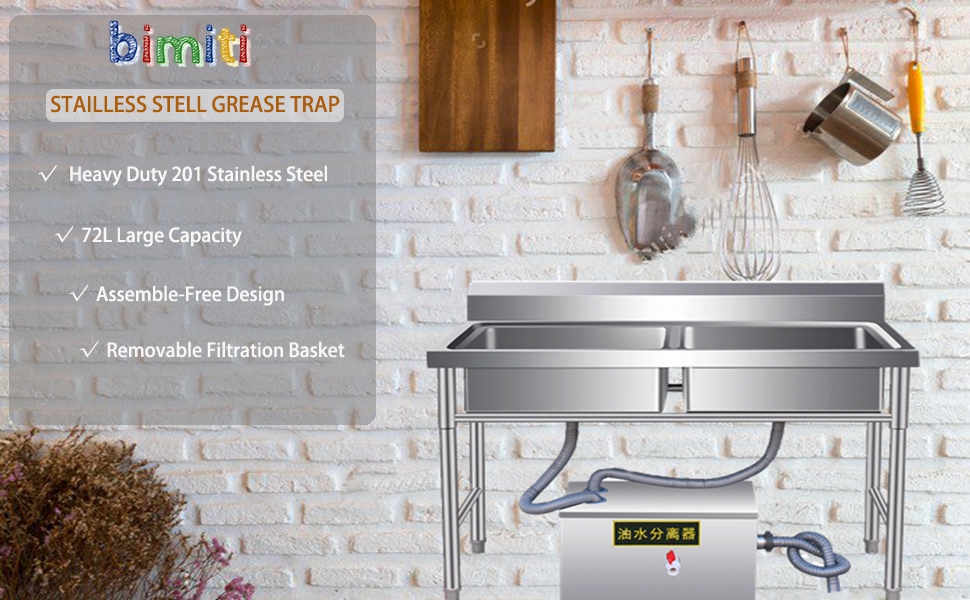 bimiti Commercial Grease Trap Interceptor 72 Ltr Grease Interceptor