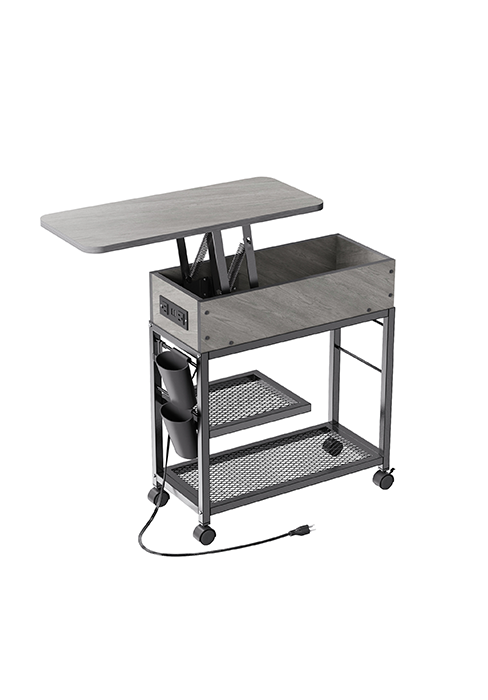 Mesa auxiliar elevable con tapa en Z gris