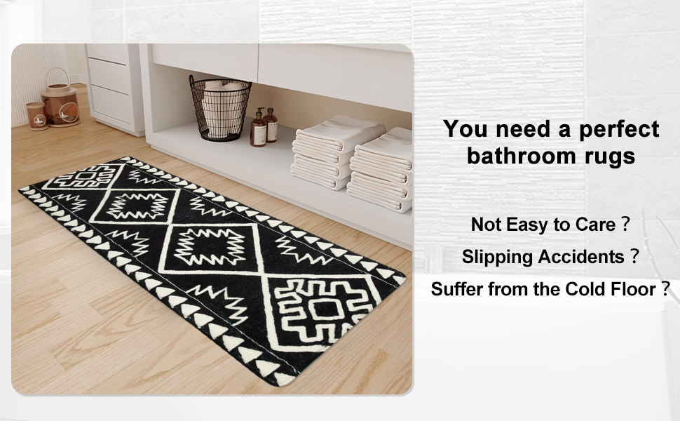 Uphome Boho Bath Mats Farmhouse Cute Bathroom Rugs Non Slip